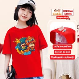 Áo Thun Trung Thu Hình Múa Lân Dễ Thương Cho Bé Trai Bé Gái CIUCIU KID Vải Cotton Thấm Hút Mồ Hôi 5