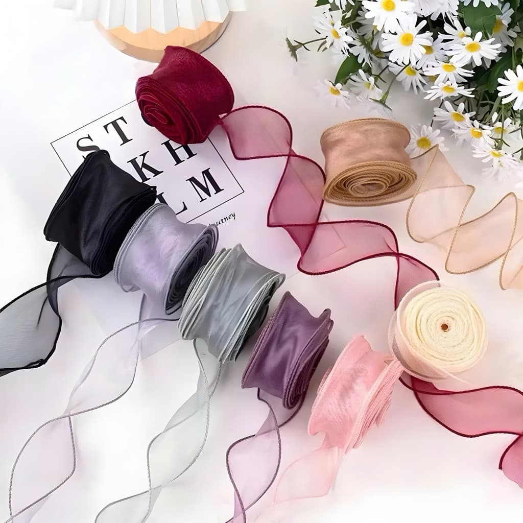 🎀10 cuộn Ruy Băng Voan Trang Trí – Làm Nơ Gói Quà, Trang Trí Tiệc, Thủ Công 🎀