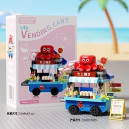 Hộp Đồ Chơi Lắp Ghép,Xếp Hình Mô Hình Xe Đẩy Hàng Rong Lắp Ráp Quán Ăn Vỉa Hè Xếp Hình Xe Ăn Bãi Biển Quà Bé 6