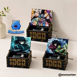 Hộp Nhạc Gỗ Mini in hình Kimetsu No Yabai - Giyu - Muichiro | Music box Thanh Gươm Diệt Qủy Quà Tặng Fan Anime Cao Cấp 1