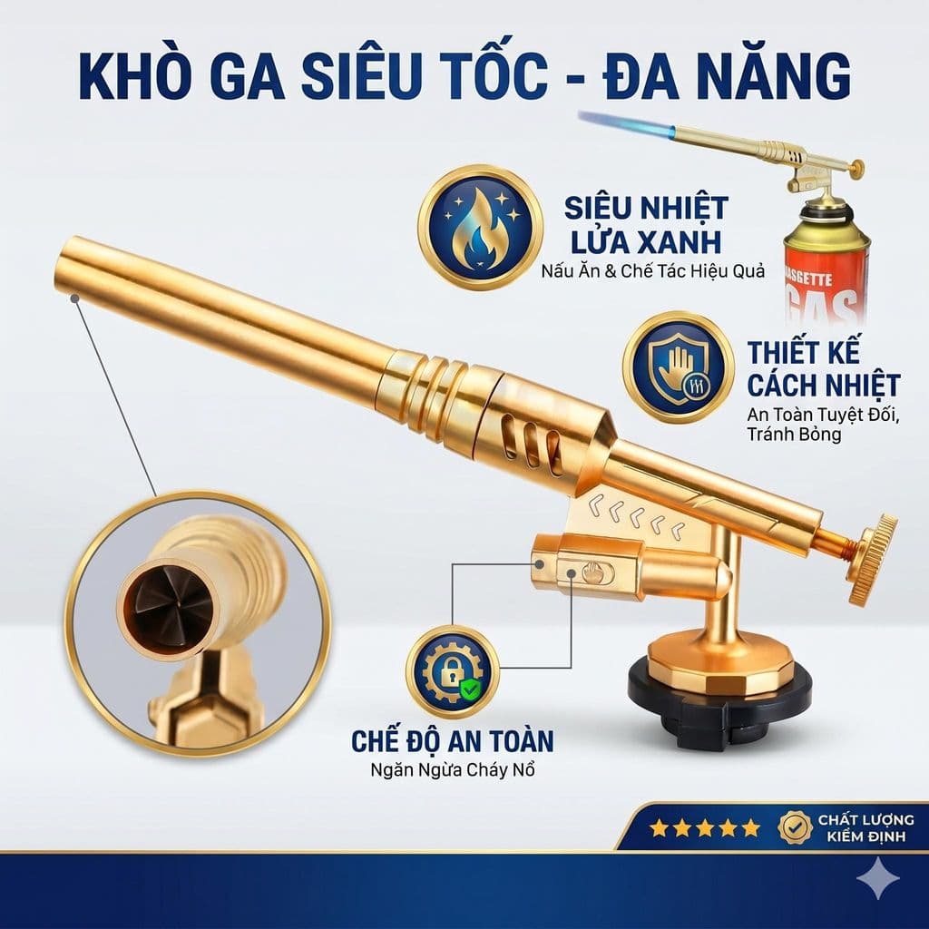 Khò ga mini chống bỏng có thể đảo ngược, dùng để nướng bánh tại nhà, đánh lửa, đốt lông lợn