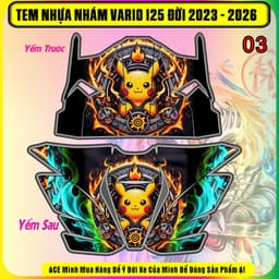 Tem dán nhựa nhám cho Vario 125 đời 2023-2026 Mẫu Pikachu . Mẫu mới hot trend cực chất 2