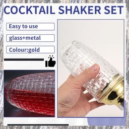 [Z F L U] Bộ bình lắc cocktail thủy tinh 13Oz - Bình lắc thủy tinh cho cocktail, Bình lắc đồ uống Bình lắc cocktail và cocktail Vàng Dễ sử dụng 2