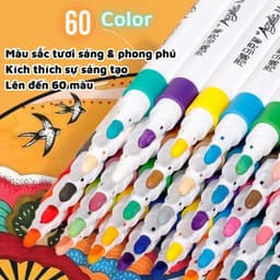 Bút màu acrylic marker 60 màu vẽ sơn chống nước bộ cọ vẽ trên mọi chất liệu bề mặt - Hộp bút màu 60 chi tiết 3