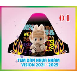 decal dán nhựa nhám vision 2021 - 2025 nhãn dán gấu dâu ngộ nghĩnh nhiều mẫu 3