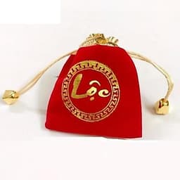Túi rút gấm đỏ lì xì cách điệu chữ PHÚC LỘC may mắn Túi gấm dây rút nhỏ đựng trang sức,quà tặng 1