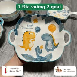 Bộ Bát Đĩa Gốm Sứ Họa Tiết Khủng Long - Quà Tặng Ý Nghĩa cho Bé Yêu Và Gia Đình 6