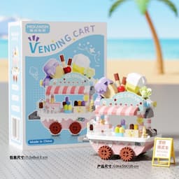 Hộp Đồ Chơi Lắp Ghép,Xếp Hình Mô Hình Xe Đẩy Hàng Rong Lắp Ráp Quán Ăn Vỉa Hè Xếp Hình Xe Ăn Bãi Biển Quà Bé 8