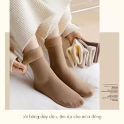 Set 10 đôi tất cổ cao lót lông lót nỉ dày dặn cotton giữ nhiệt mùa đông dành cho nữ mẫu mới Women 3