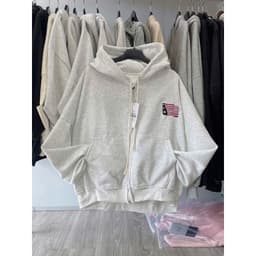 Áo khoác nỉ hoodie unisex rộng form, nhiều màu sắc nam nữ, tay phồng, thiết kế lá cờ Mỹ thoitrangthubio 6