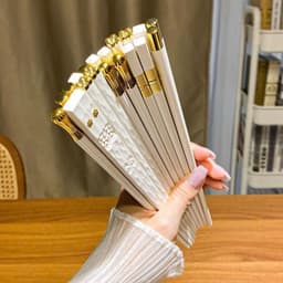 Set 10 Đôi Đũa Ăn Cơm Cao Cấp Không Han Mốc, Có Mạ bạċ Đẹp Xuất Sắc - Set Đũa Trắng Sang Trọng 2