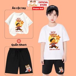 Bộ Quần Áo Cộc Tay Hình Bé Rước Đèn Trung Thu Cho Bé Trai Bé Gái CIUCIU KID Vải Cotton Thoáng Mát 8