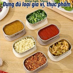 Hộp Chữ Đông Ăn Dặm Cho Bé, Hộp Inox 304 Có Nắp 110ML, Hộp Đựng Gia Vị, Nước Chấm Có Nắp Đậy Chống Tràn 5