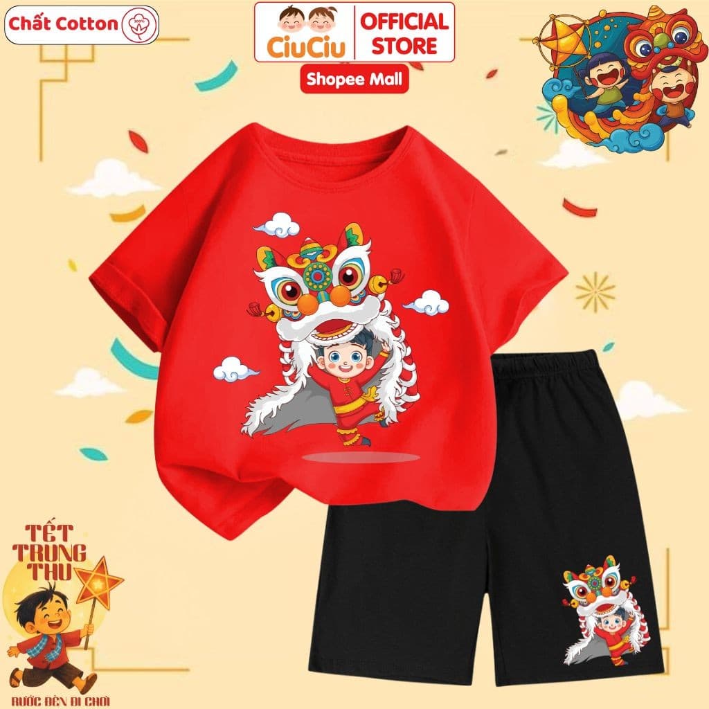 Bộ Đồ Hình Múa Lân Trung Thu Tết Đoàn Viên Cho Bé Trai Bé Gái  CIUCIU KID Vải Cotton Mềm Thoáng Mát