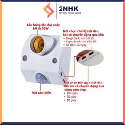 Đuôi đèn cảm ứng chuyển động sử dụng tia hồng ngoại, chuôi đèn cảm biến ứng tự sáng khi có người,, tắt khi không người 3