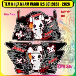Tem Dán Nhựa Nhám Vario 125 2023-2025  Mẫu Bunny Cực Chất Đủ Màu Sắc Decal 3 Lớp 1