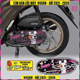Tem dán lốc máy Xe VISION Đời 2021 Đến 2026  Mẫu Thỏ Bunny Cực chất Decal 3Lớp 3