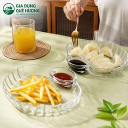 Đĩa Thủy Tinh Hình Vỏ Sò GIA DỤNG QUÊ HƯƠNG Có Ngăn Đựng Nước Chấm 1