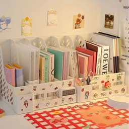 Khay kệ đựng tài liệu 4 ngăn xinh xắn, Giá kệ đựng sách vở để bàn decor bàn học BG03 5