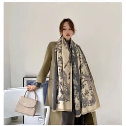 Khăn Choàng Len Dạ Họa Tiết Hoa Giữ Ấm Thời Trang Mùa Thu Đông Size 65x180cm 2
