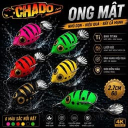 Nhái hơi câu lure CHADO ONG MẬT lưỡi titan body phù hợp câu nhiều loại cá 1