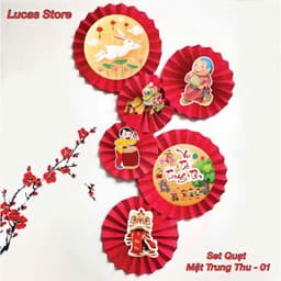Set Quạt Trang Trí Trung Thu, Tết Cổ Truyền - Set 6 Quạt + Mặt Tết Trung Thu shop Tuấn Bạch sỉ lẻ 1