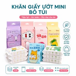 Combo 8 gói khăn ướt mini không mùi – Khăn vải không dệt 14x15 cm, dùng lau tay, mặt, sát khuẩn nhẹ 1