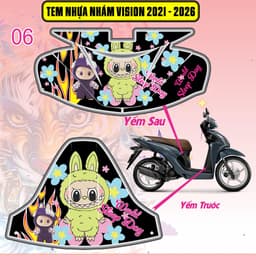 Tem Dán Nhựa Nhám Vision 2021 - 2026 labubu decal 3lớp chống thấm nước 6