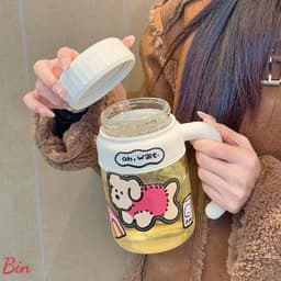 Bình Nước Học Sinh / Văn Phòng 1000L Nhựa An Toàn Chống Tràn Hình Chó Mèo bb VOICON-[DA66] 9