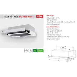 Hút mùi Bauer BC 7002I/7002B | Động cơ siêu khỏe | Máy êm | Hút mùi âm tủ  Bảo hành chính hãng 2 năm 7