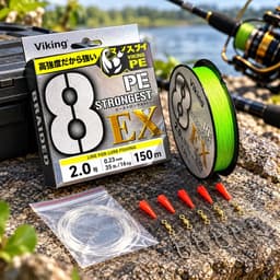Dây Dù PE ViKing X8 StrongGest 150m Câu Lure 8 Lõi Siêu Bền Tặng Leader, Chụp Chì, Khóa Link 1