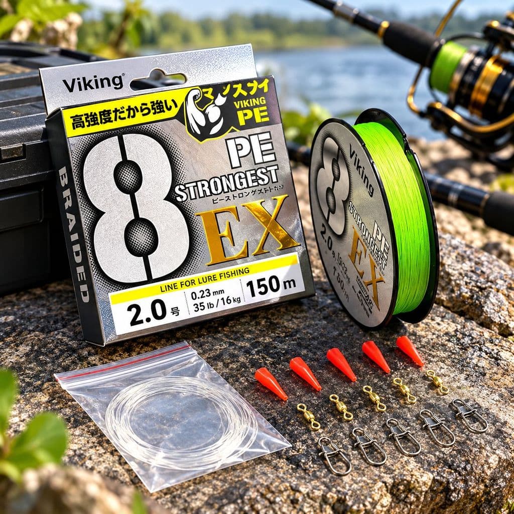 Dây Dù PE ViKing X8 StrongGest 150m Câu Lure 8 Lõi Siêu Bền Tặng Leader, Chụp Chì, Khóa Link