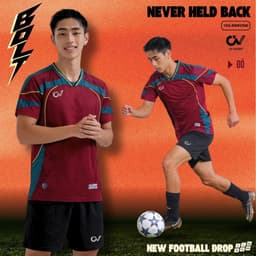 [Chính hãng CV Sport] [Nhận in tên số theo yêu cầu] Quần Áo Bóng Đá CV Bolt Đỏ đô vải C-Airmaxx siêu nhẹ Cao Cấp 6