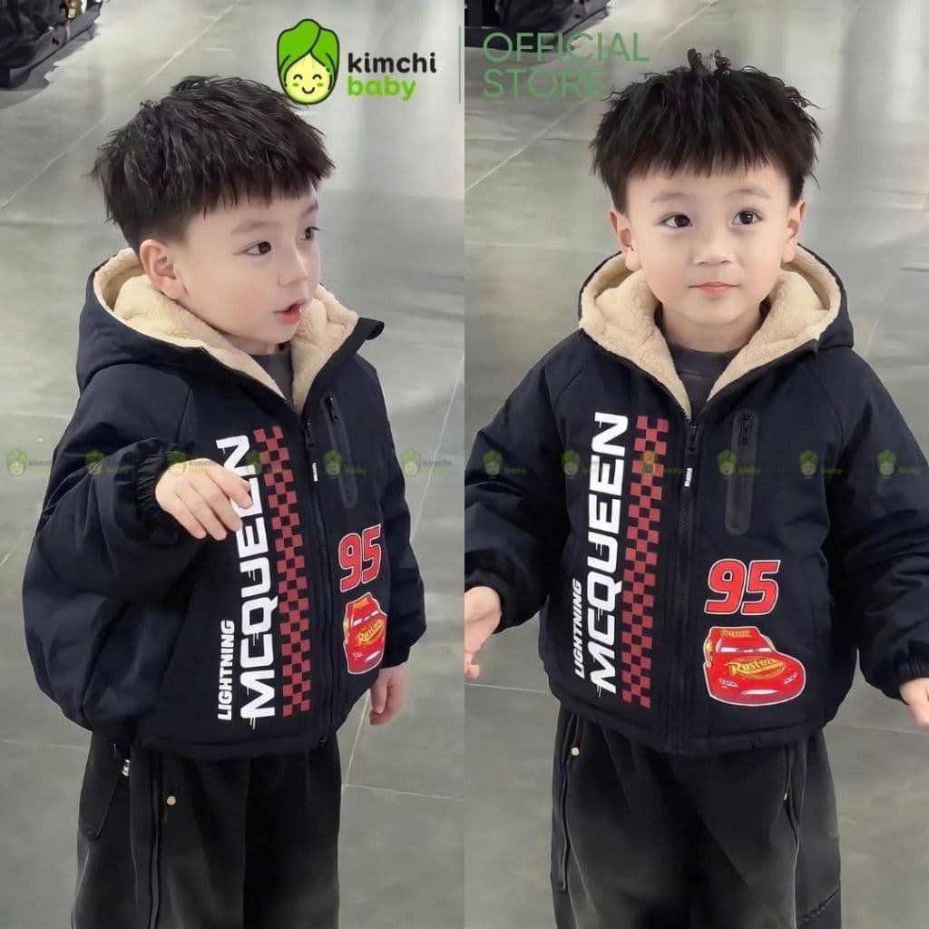 [12-37KG] Áo Khoác Lót Lông Cao Cấp Cho Bé Trai KIMCHIBABY Cản Gió Trượt Nước Giữ Ấm Cực Tốt Họa Tiết Siêu Nhân AK602