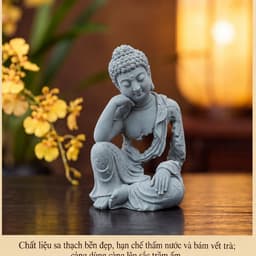 Tượng Hư Không Thiền Phật an nhiên đá sa thạch ST0376 - Tượng phật tĩnh tâm tạo hình rỗng 9