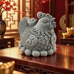 Tượng gà vàng ấp trứng đá sa thạch 7