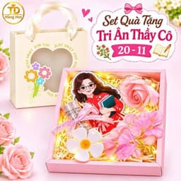 "Hộp quà 20-11 thân tặng thầy cô: hoa, thiệp, đèn nháy, ống mê ka cuốn tiền ý nghĩa." 9