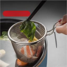 Rổ Nhúng Lẩu Inox 304 Có Móc Cài 11x9.5cm Giỏ Nhúng Lẩu Vớt Mì Thịt Rau Hải Sản 4