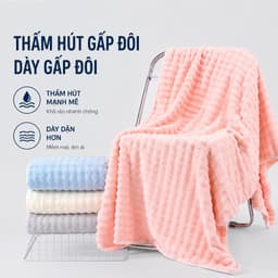 Khăn tắm siêu thấm hút 140x70cm, khăn tắm to cao cấp dạng sóng nước mềm mại, thấm hút nước tốt Bubble 3