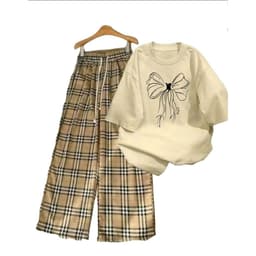 ( size 38-50kg ) Bộ đồ quần kẻ caro vàng dáng dài  + áo phông cotton con kỳ lân-thuhuyen98 4