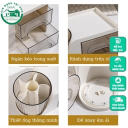 Hộp đựnġ mỹ phẩm, hộp đựnġ bút đa năng có kèm ống đựnġ xoay 360 độ tiện dụng, có nhiều ngăn chứa đồ thông minh VOICON 3