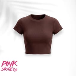 ( Free size 28 - 43kg ) Áo Croptop Nữ Cổ Tròn Tay Ngắn Kiểu Dáng Basic  -áo croptop trơn. 4