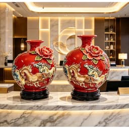 [TẶNG ĐẾ VÀ HỘP QUÀ] Bình Hút Lộc Bát mã đắp nổi RỒNG VIỆT xanh lá, Quà tặng tân gia mệnh mộc, hỏa 2