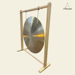 [Amrita] [Hàng Sẵn] Golden Wind Gong 60cm kèm đế gỗ và chày bông - CXNP534 5