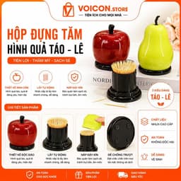 Hộp đựnġ tăm hình quả táo  lê  sáng bóng có nắp đặt bàn decor phòng khách VOICON-[DA72] 1