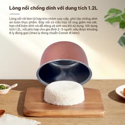 Nồi cơm điện 1,2L nắp gài COMET CM8002, lòng nồi chống dính, dành cho 3-4 người ăn [NEW 2026] 7