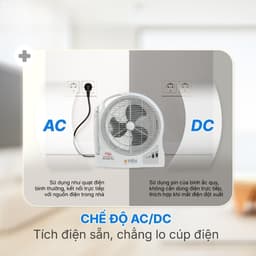 Quạt Sạc Tích Điện Honjianda FL323/FL313 dạng hộp AC&DC 12 inch 1-2 pin - có đèn LED & USB 5