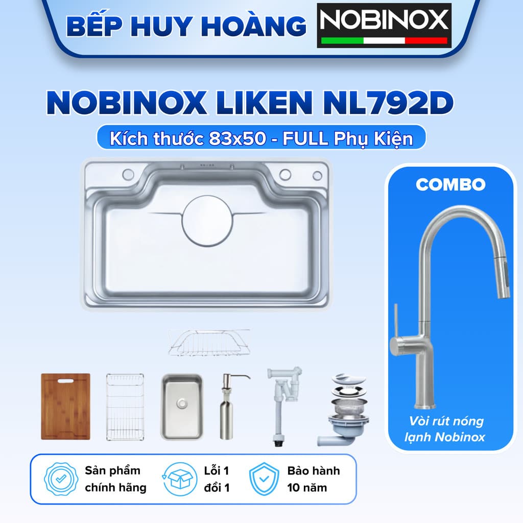 Chậu Rửa Bát Nobinox LIKEN NL792D | KT 83x50cm | HÀNG CHÍNH HÃNG