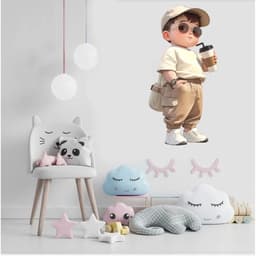 Decal Dán Tường, Xe Hơi Hình Bé Trai Đội Nắp, Đeo Kính Râm Cá Tính Chống Thấm Nước - Tem Dán Trang Trí Đa Năng Nổi Bật 4