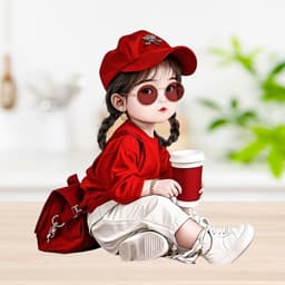 [Hỏa Tốc] Decal Dán Xe Hơi Hình Bé Gái  Áo Đỏ Dễ Thương Chống Thấm Nước - Tem Dán Trang Trí Sành Điệu, Nổi Bật 2